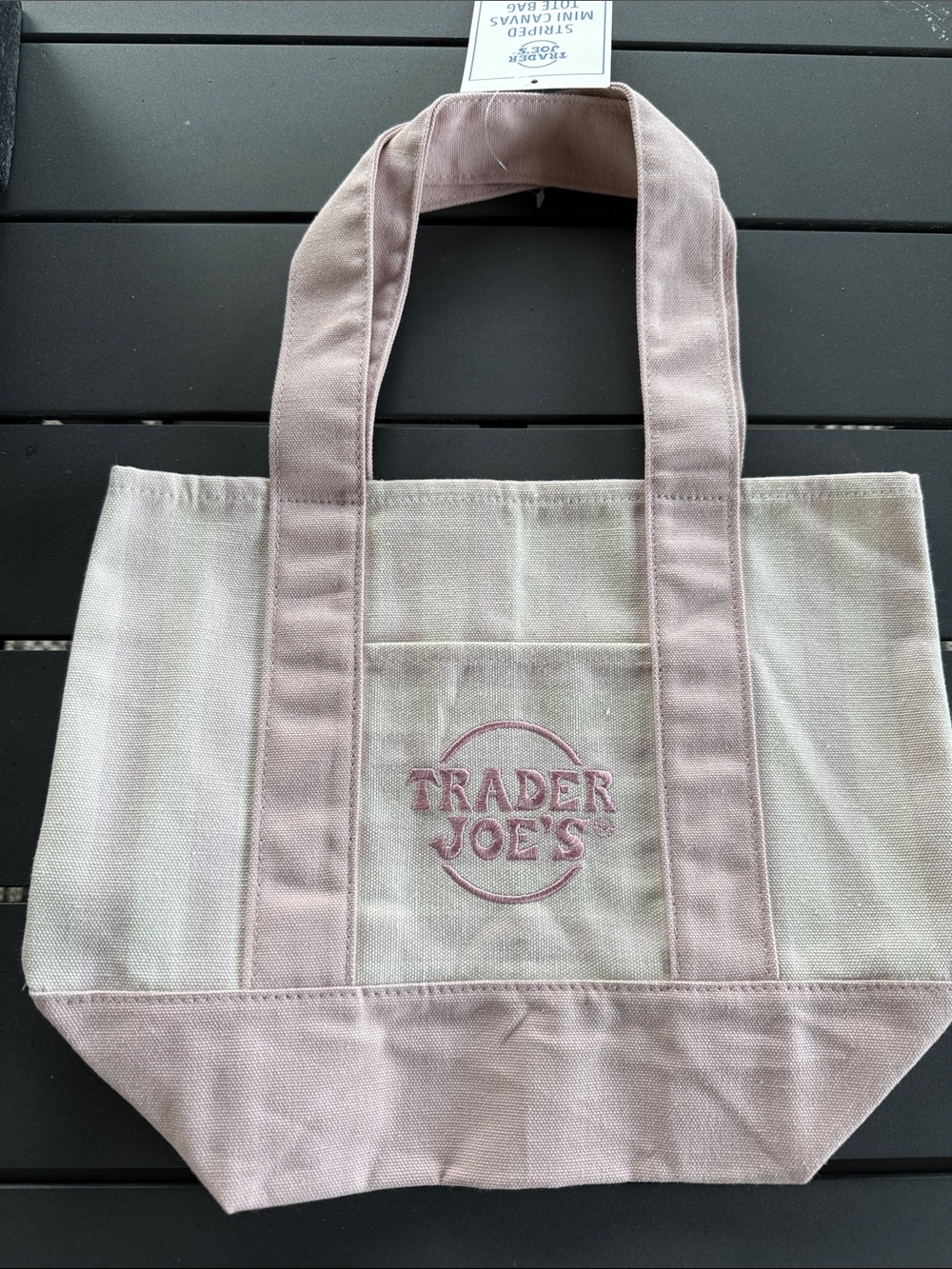 Trader Joe's Pink Canvas Tote Bag with Logo